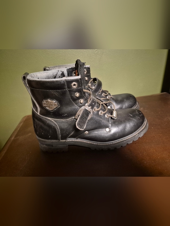 VTG 90\'s Harley Davidson Men\'s Sz 11 Motorcycle Black Leather Boys 91026 main image 8